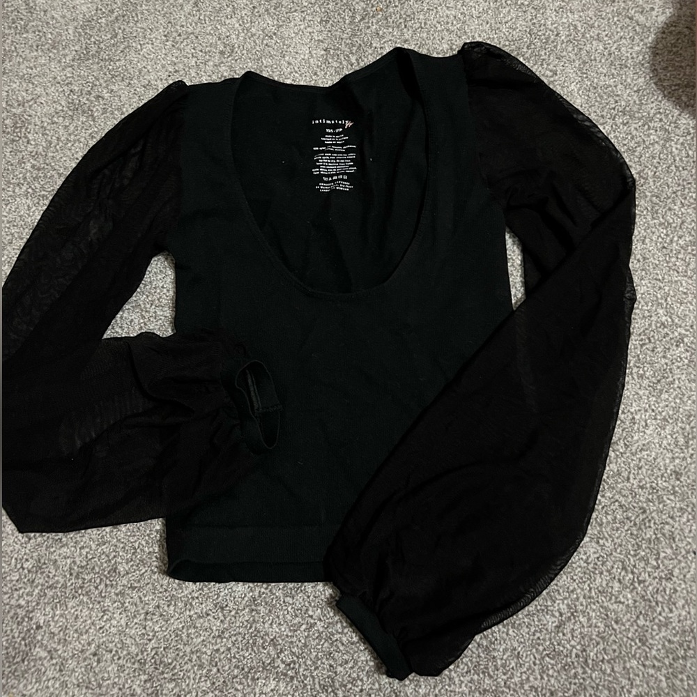 Free People ribbed mesh long sleeve